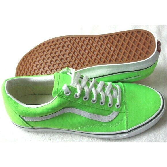 COPY - Vans Women's Old Skool Neon Green Gecko True White Canvas Skate shoes NWT - Picture 2 of 5